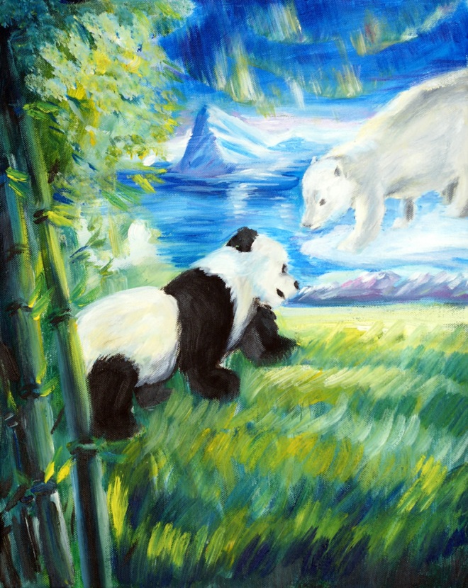 Panda and Polar bear by Valerie Choo