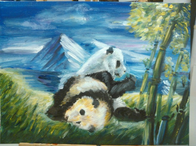 Pandas.  An original piece by Valerie Choo
